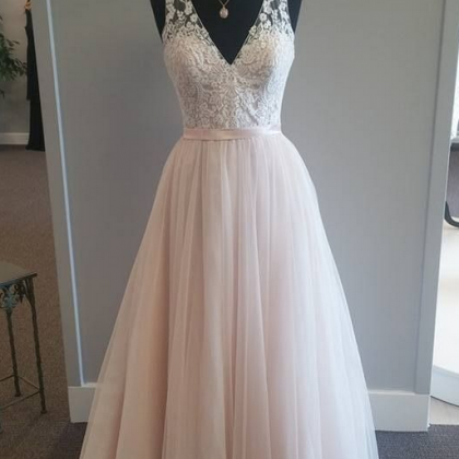 Long Prom Dress,sexy V Neck Prom Dresses,tulle..