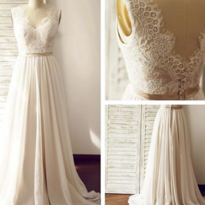 Charming Prom Dress,white Chiffon Prom Dress,long..
