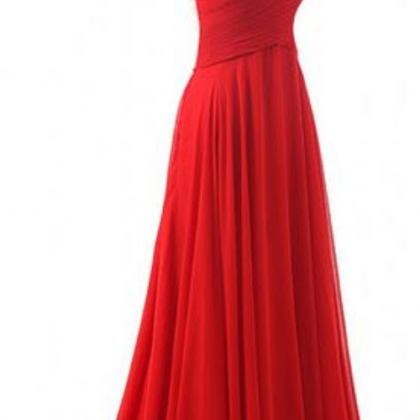 Chiffon Prom Dress,red Long Prom Gown,sweep Train..