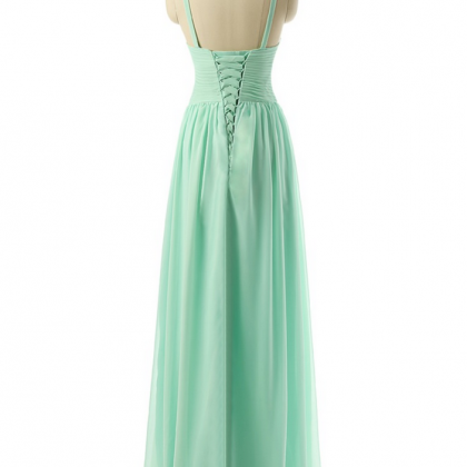 Elegant A-line Spaghetti Strap Prom Dress Chiffon..