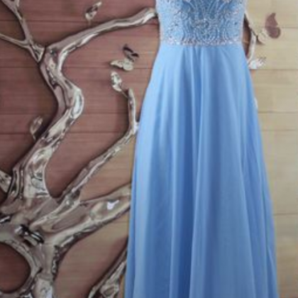 Blue Prom Dress,chiffon Prom Dresses,evening..