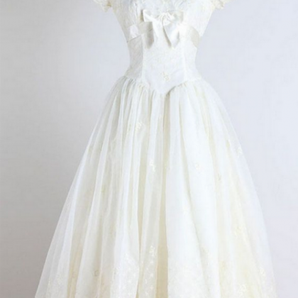 Ivory A-line High Low Dresses,lace Vintage..