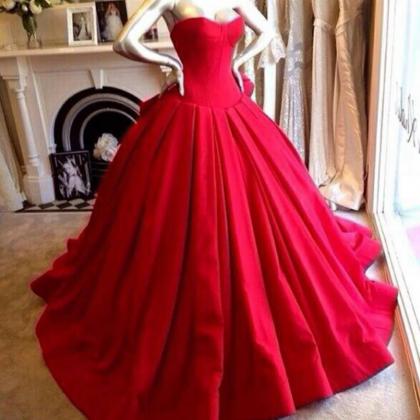 Red Sweetheart Neckline Long Ball Gown, Prom..