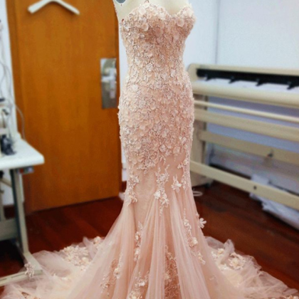Pink Sweetheart Prom Dresses,mermaid Wedding..