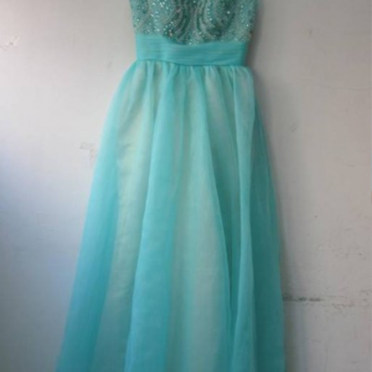 Real Images A-line O-neck Zipper Chiffon Prom..