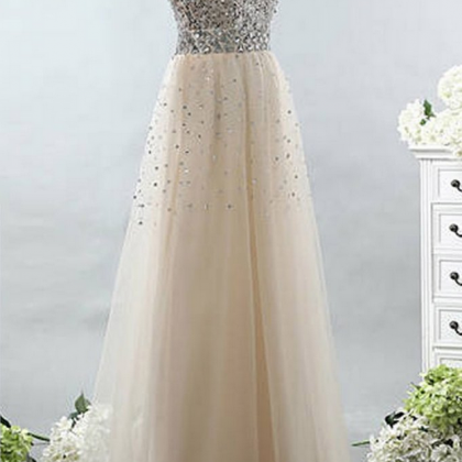 Elegant Tulle Sweetheart Sequins A-line Lace Up..