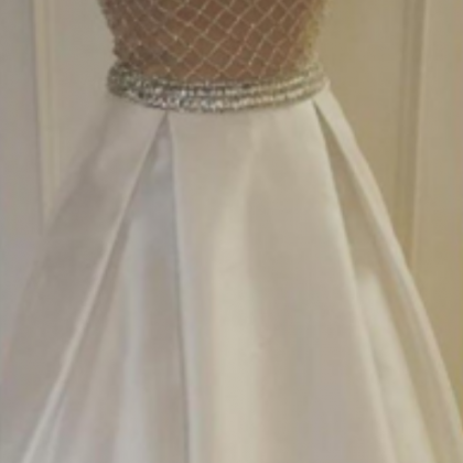 Beads Long White Prom Dress 2017, Sparkly Prom..