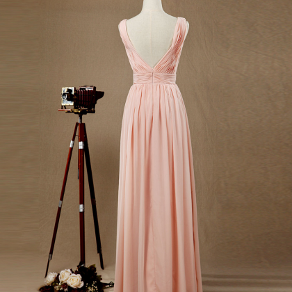 Blush Pink Bridesmaid Dress,v-neckline Bridesmaid..