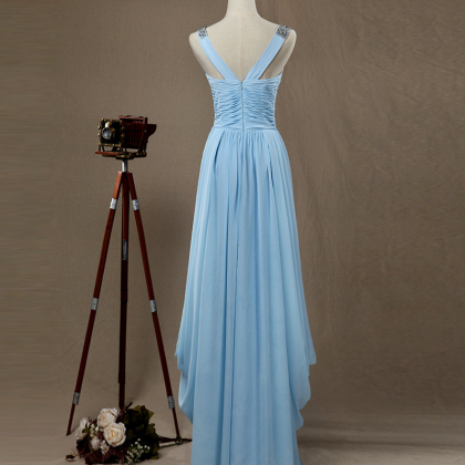 Straps Blue Bridesmaid Dress,blue Formal..