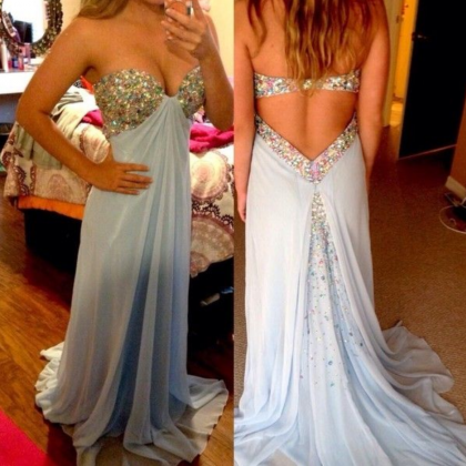  Sexy A Line Beading Long Prom Dres..