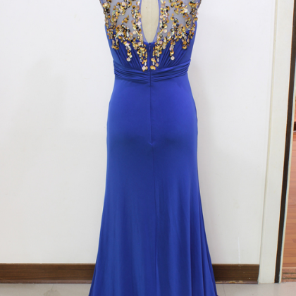 Real Image Picture Evening Dresses Sexy Royal Blue..