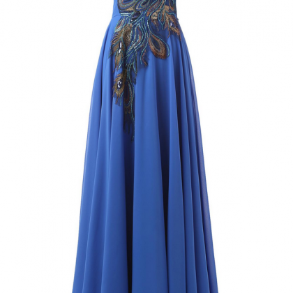 Peacock Embroidery, Sweetheart Prom Dresses, Long..