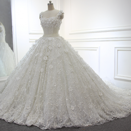Full Beading Luxury Ball Gown White/ivory Wedding..