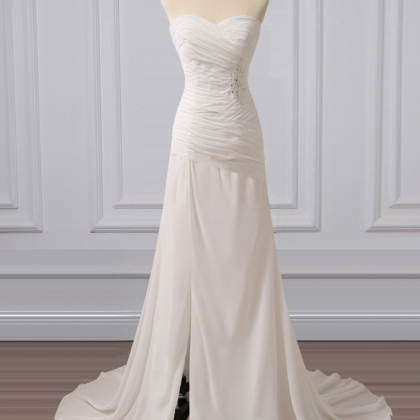 Strapless Sweetheart Ruched A-line Chiffon Wedding..