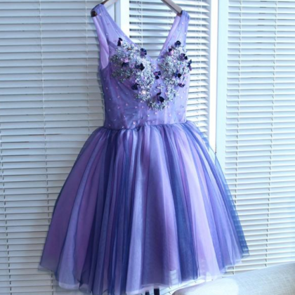 Grape Homecoming Dress V-neck Short/mini Prom..