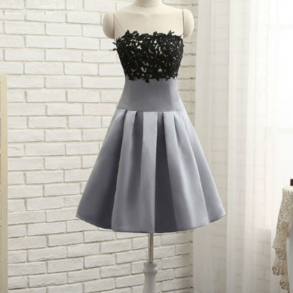 Gray Homecoming Dresses A-line Strapless Knee..
