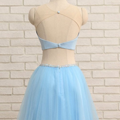 Tulle Short Two Pieces Rhinestone Prom Homecoming..