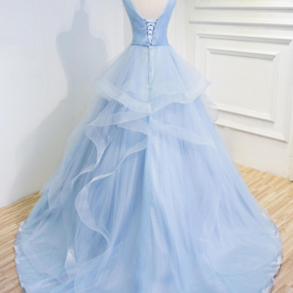 Wedding Dresses Fairy Tale Sky Blue Tulle V Neck..