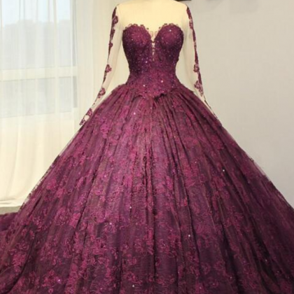High-end Wedding Dress Purple Lace Wedding Dress..