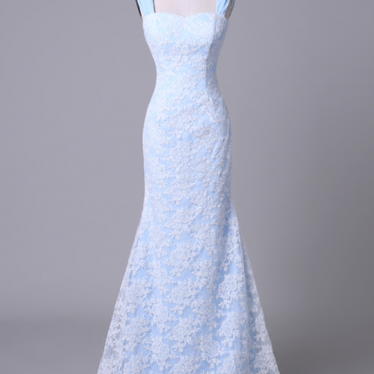 Sweetheart Long Mermaid Lace Wedding Dress,blue..