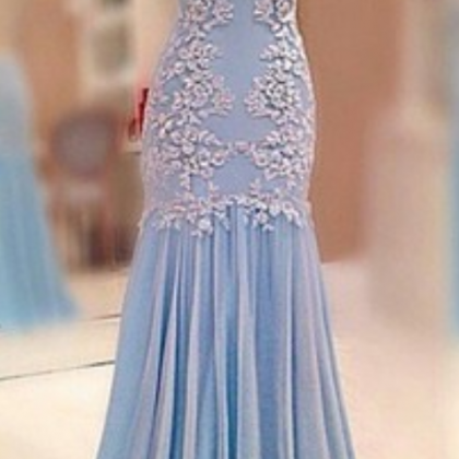 Blue Chiffon Prom Dresses, Lace Prom Dresses, See..