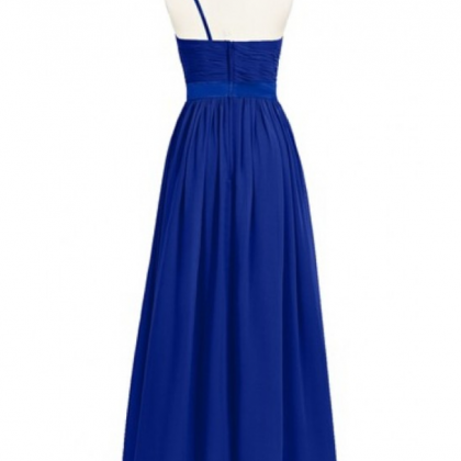 Elegant One Shoulder Royal Blue Prom Dress,long..