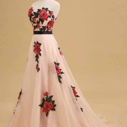 Elegant Sweetheart Prom Dress, Open Back A-line..