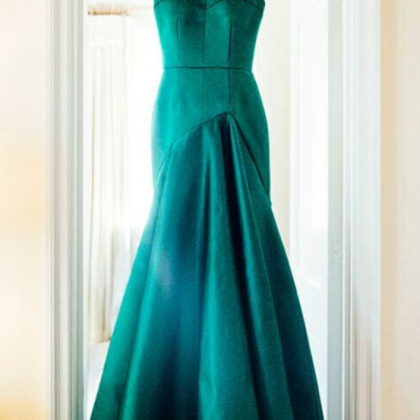 Prom Dress,mermaid Emerald Satin Prom Dresses,..