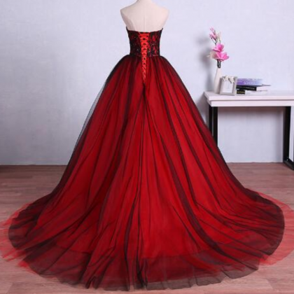 Red And Black Evening Dresses Style Strapless..