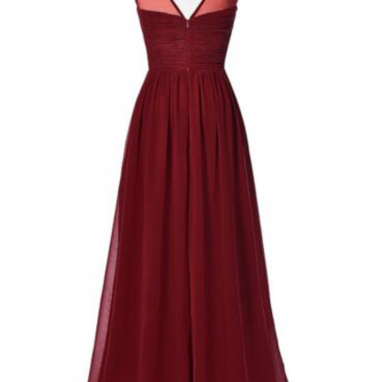 Wine Red Female Prom Dress Fashion Chiffon..