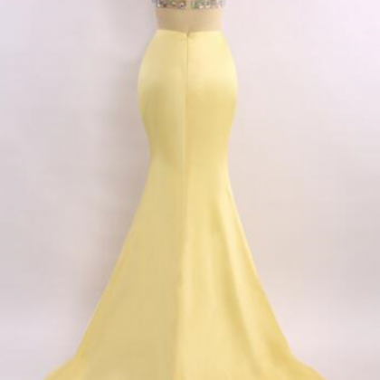 Yellow Two-piece Mermaid Party Dress Fashion Women..
