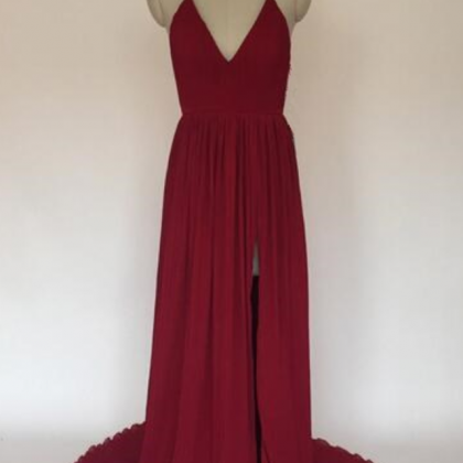 Red Sling Dress Fashion Female Split Cocktail..