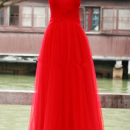 Red Tulle A-line Prom Gown Immagine Reale Sexy..