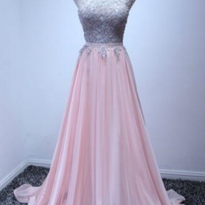 Pink A Line Long Prom Dress Appliques Special..