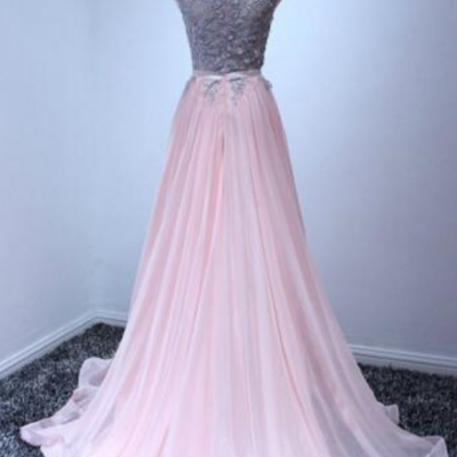 Pink A Line Long Prom Dress Appliques Special..