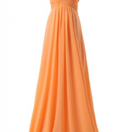 Orange Halter Pleated Fashion Prom Dress Floor..