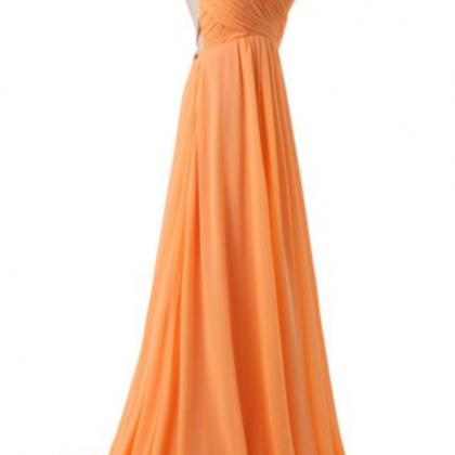 Orange Halter Pleated Fashion Prom Dress Floor..
