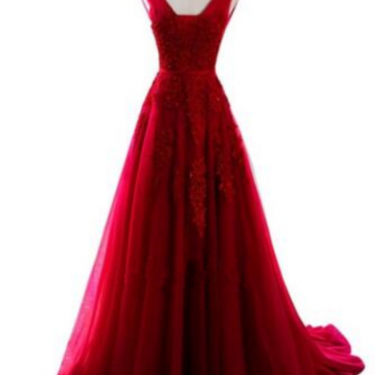 Red Female Fashion Prom Dress Floor Length Elegant..