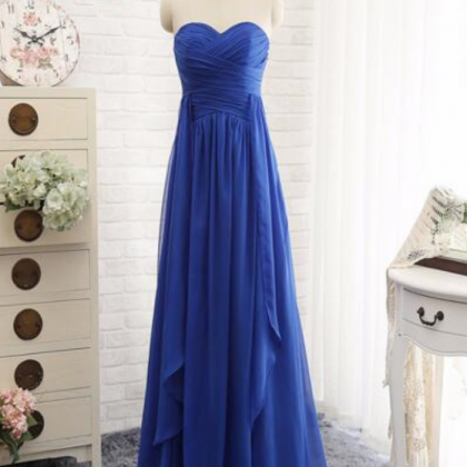 Royal Blue Ruched Sweetheart Floor Length Formal..