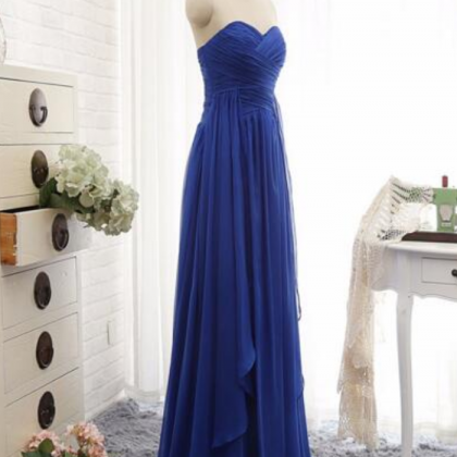 Royal Blue Ruched Sweetheart Floor Length Formal..