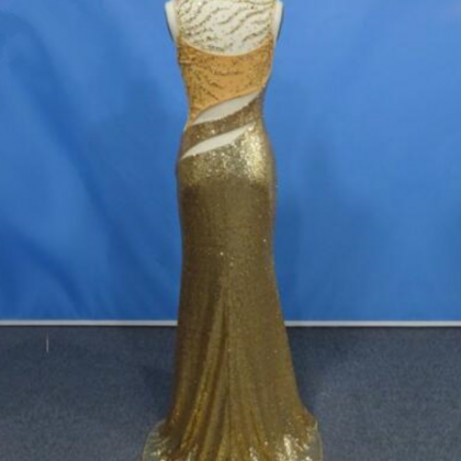 Gorgeous Golden Mermaid Jersey Prom Dress Long..