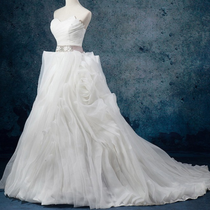 Ball Gown Sweetheart Organza Court Train With..
