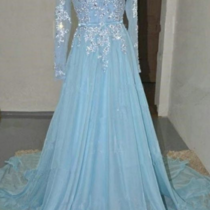 Discount Trendy Beaded/beading Prom Dresses, Blue..