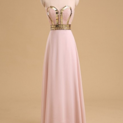 Pearl Pink Sweetheart Long Prom Dresses With..