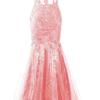 Long Mermaid Lace Prom Dress, Sweetheart Sheer..