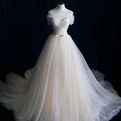 A-line Wedding Dress, Off-shoulder Wedding..