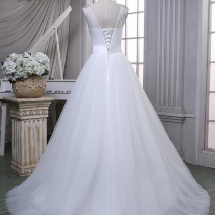 Custom A-line Soft Tulle Wedding Dresses Top..