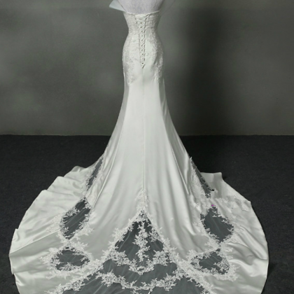 Strapless Ruffled Satin Mermaid Wedding Dress With..