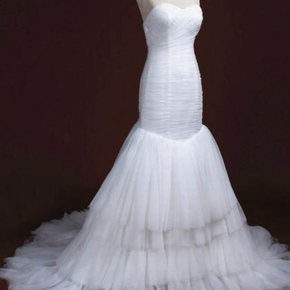 Strapless Sweetheart Ruched Mermaid Wedding Dress..