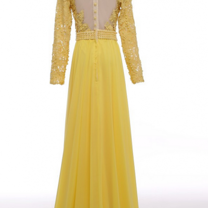 Gorgeous Long Sleeves Lace Top Elegant Yellow..